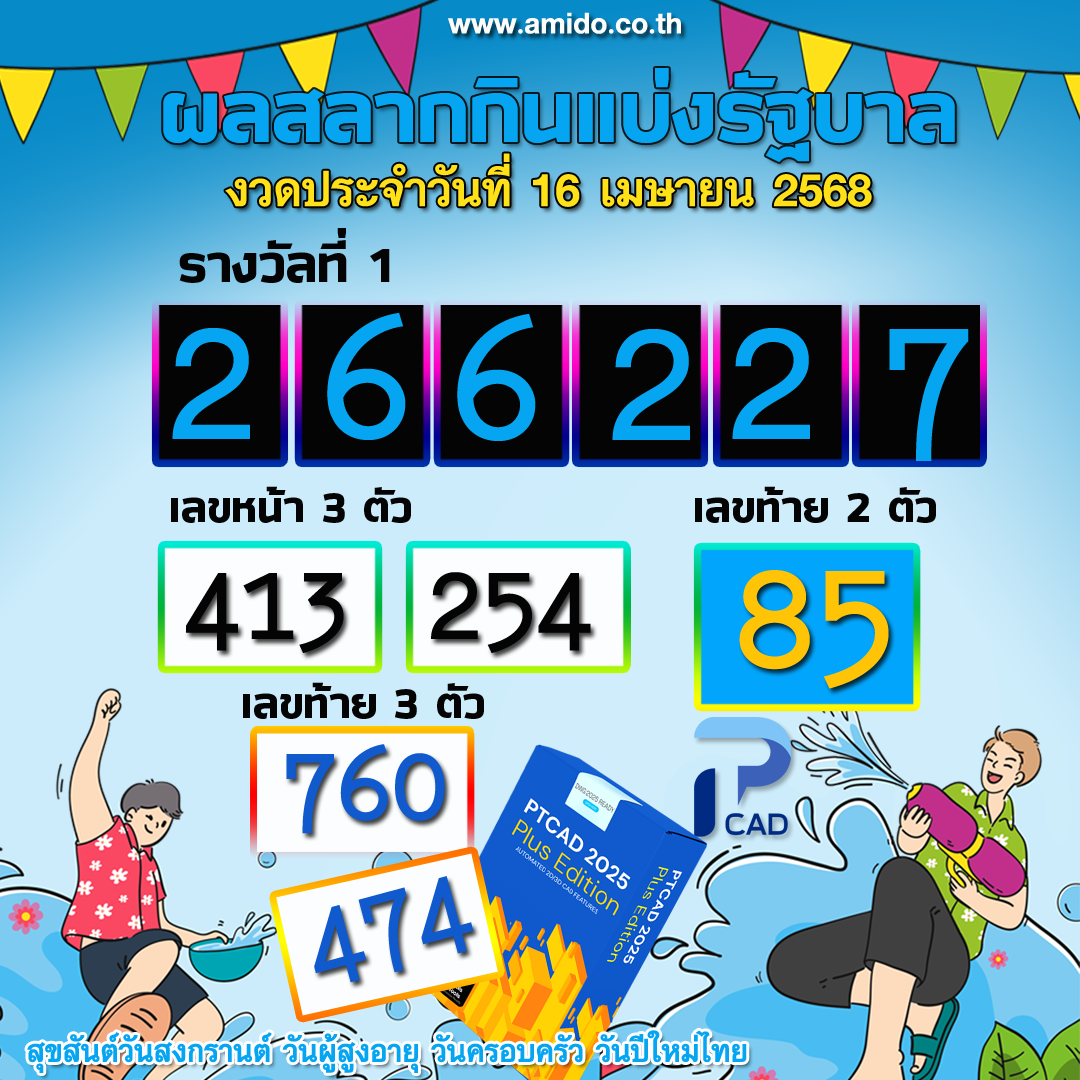 ผลสลากกินแบ่งรัฐบาล งวด วันที่ 16 เมษายน 2568