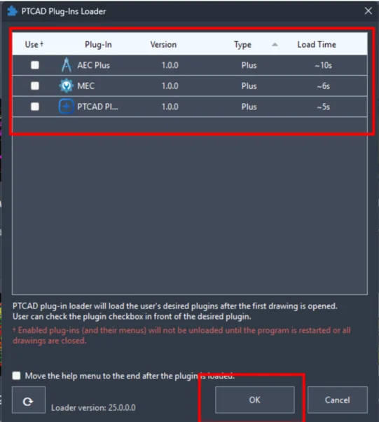 Plug-ins PTCAD loader